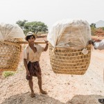 man carries rice crisps