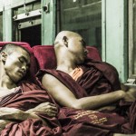 Monks sleeping on Train Burma